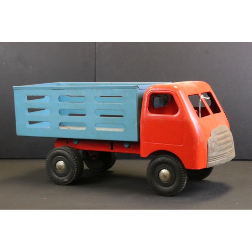 290 - Three Triang tin plate models to include Triang Transport tipper truck with green cab & chassis, and... 