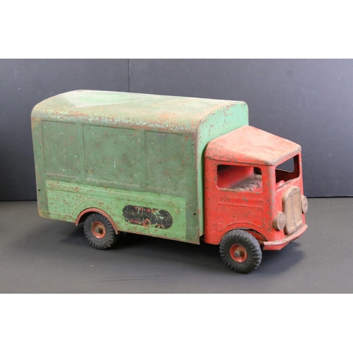 290 - Three Triang tin plate models to include Triang Transport tipper truck with green cab & chassis, and... 