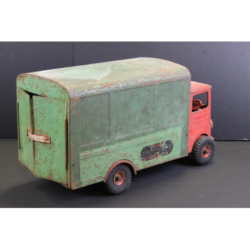 290 - Three Triang tin plate models to include Triang Transport tipper truck with green cab & chassis, and... 