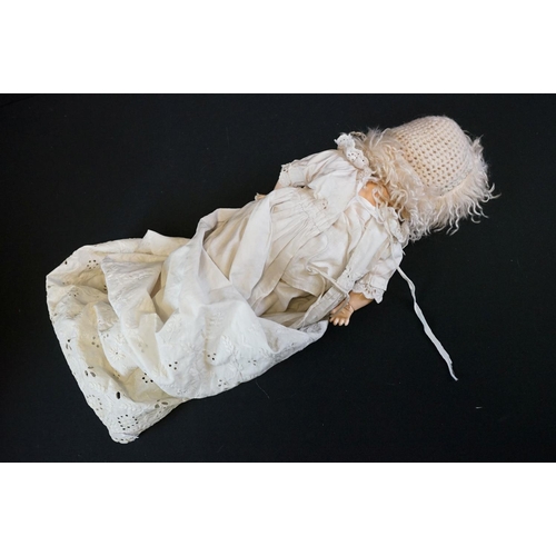 404 - Early 20th C Heubach Koppelsdorf doll with sleeping blue eyes, teeth and original outfit featuring r... 