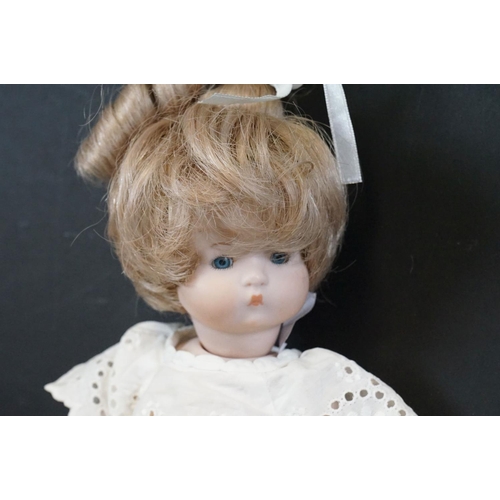 404 - Early 20th C Heubach Koppelsdorf doll with sleeping blue eyes, teeth and original outfit featuring r... 