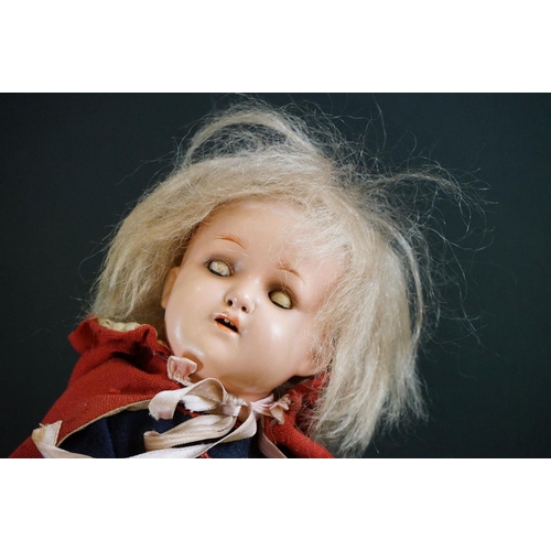 404 - Early 20th C Heubach Koppelsdorf doll with sleeping blue eyes, teeth and original outfit featuring r... 