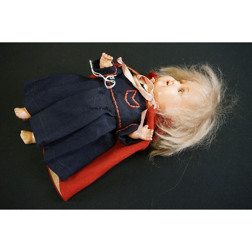 404 - Early 20th C Heubach Koppelsdorf doll with sleeping blue eyes, teeth and original outfit featuring r... 