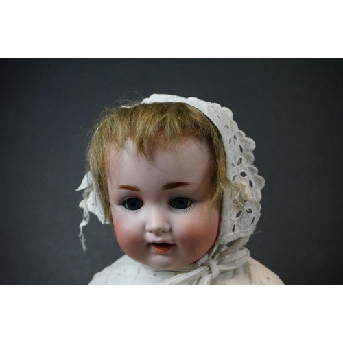 408 - Four early 20th C dolls, mainly babies to include Armand Marseille sleeping blue glass eyes, Kopples... 