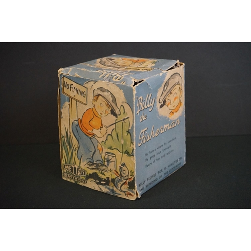 432 - Boxed Mettoy Billy the Fisherman tin plate toy (tatty box) plus a Merrythought Ram in vg condition (... 