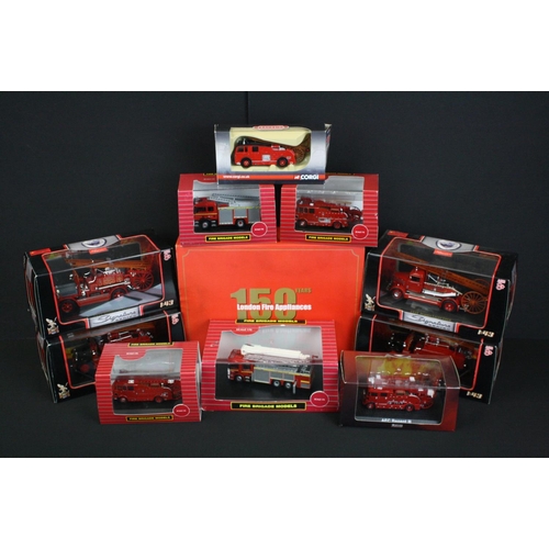 1082 - 11 Boxed & cased diecast fire related models to include Oxford 150 Years London Fire Appliances Anni... 