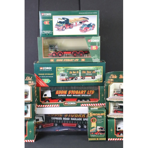 1207 - 18 Boxed / cased Corgi Eddie Stobart diecast models to include Modern Trucks 75201 ERF Curtainside, ... 