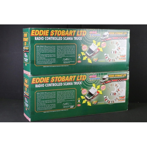 1210 - Two boxed Impact International Eddie Stobart 1:18 R/C Scania Trucks, together with 3 x Brio Eddie St... 