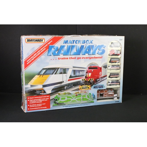 1211 - Boxed Scalextric Jaguar Challenge set with two slot cars & boxed Matchbox Railways TN120 set, togeth... 