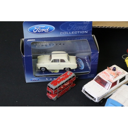 1279 - Quantity of mid 20th C play worn models, mainly diecast examples, to include Matchbox, Corgi, Dinky,... 