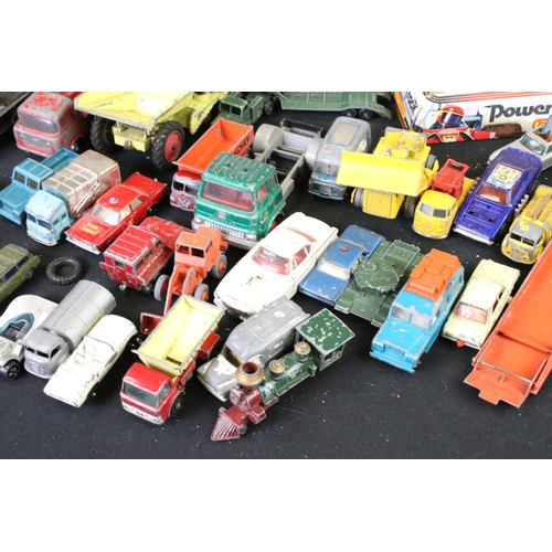 1281 - Large quantity of heavily play worn mid 20th C diecast models to include Corgi, Dinky and Matchbox f... 