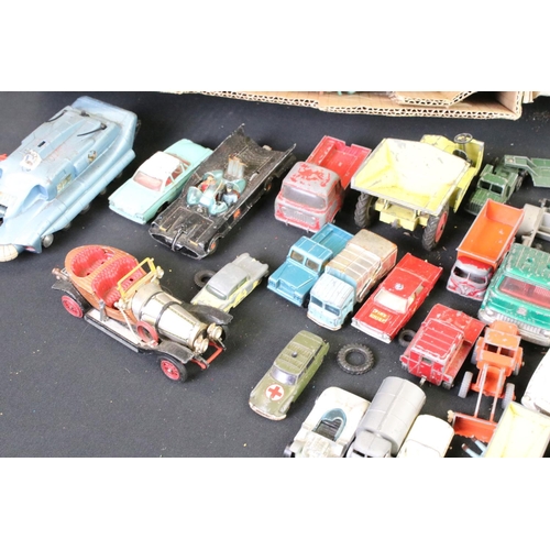 1281 - Large quantity of heavily play worn mid 20th C diecast models to include Corgi, Dinky and Matchbox f... 