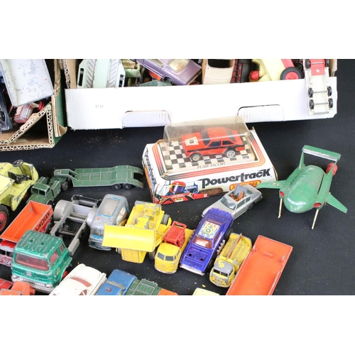 1281 - Large quantity of heavily play worn mid 20th C diecast models to include Corgi, Dinky and Matchbox f... 