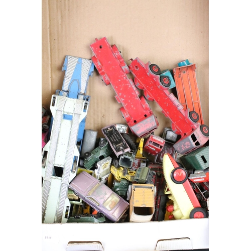 1281 - Large quantity of heavily play worn mid 20th C diecast models to include Corgi, Dinky and Matchbox f... 