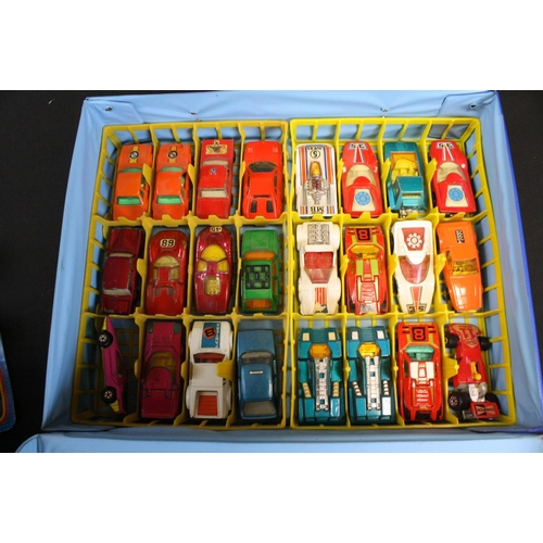 1268 - Matchbox 1970's carry case containing 48 play worn Matchbox diecast models within trays (mostly Matc... 