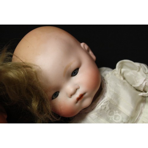 408 - Four early 20th C dolls, mainly babies to include Armand Marseille sleeping blue glass eyes, Kopples... 