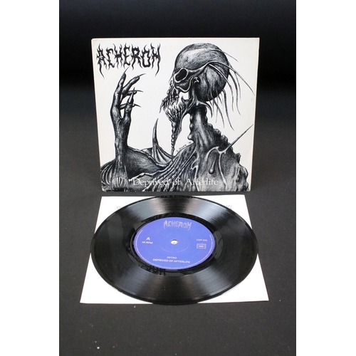 621 - Vinyl - Death Metal - Acheron – Deprived Of Afterlife original French 1991 7” pressing on Corpse Gri... 