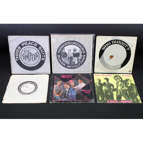 653 - Vinyl - Punk - 11 2nd generation original UK punk rarities 7” to include: The Snipers (Crass Records... 