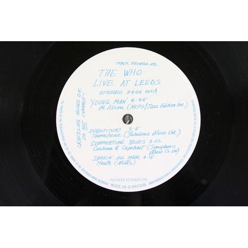 411 - Vinyl - The Who - Live At Leeds, original UK 1st pressing, black print on front, all 12 inserts incl... 