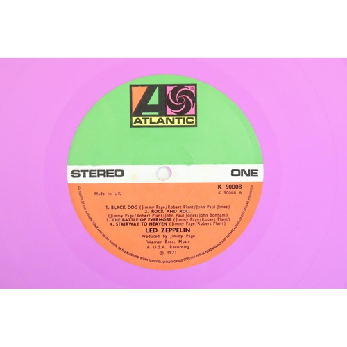 21 - Vinyl - Led Zeppelin IV / Four Symbols. UK Limited Edition Lilac Vinyl pressing. Atlantic Records K ... 