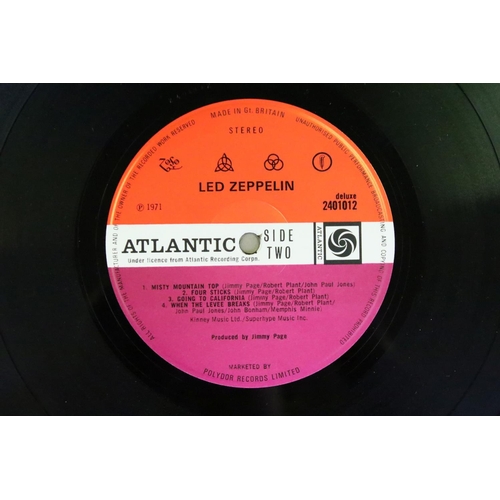 23 - Vinyl - Led Zeppelin IV Four Symbols, original plum Atlantic labels, A3/B3 matrices, Pecko etched on... 