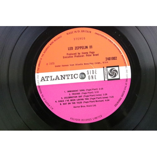 24 - Vinyl - Led Zeppelin III original plum Atlantic labels, A5/B5 matrices, Peter Grant credit, fully wo... 