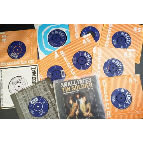 218 - Vinyl - 23 The Small Faces 7” 45rpm singles including : Patterns, Don’t Burst My Bubble (Promo CMWSE... 