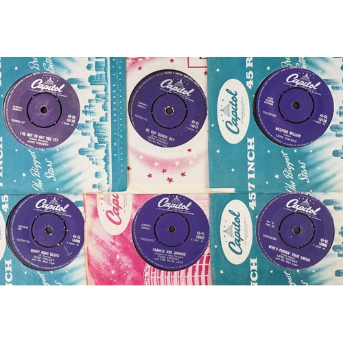 211 - Vinyl - over 35 Gene Vincent 7” 45rpm singles spanning his career including early examples, foreign ... 