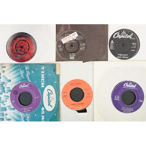 211 - Vinyl - over 35 Gene Vincent 7” 45rpm singles spanning his career including early examples, foreign ... 