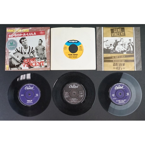 211 - Vinyl - over 35 Gene Vincent 7” 45rpm singles spanning his career including early examples, foreign ... 