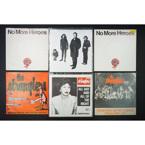 636 - Vinyl – 14 The Stranglers 7” singles including demos, promos, foreign pressings, coloured vinyl and ... 