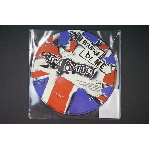 639 - Vinyl – 3 Sex Pistols long deleted re-issue singles to include: God Save The Queen on A&M (2012 re-i... 