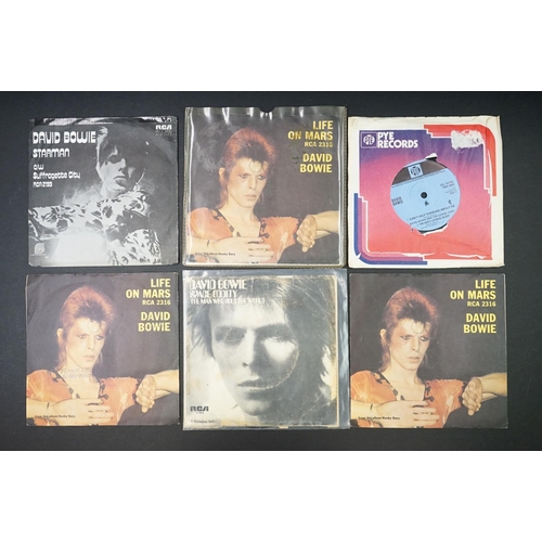 671 - Vinyl – 20 David Bowie 7” singles including early releases on Pye, Deram and Decca, Foreign Pressing... 