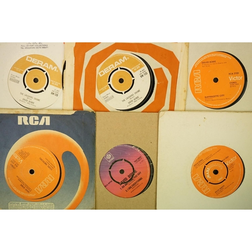 671 - Vinyl – 20 David Bowie 7” singles including early releases on Pye, Deram and Decca, Foreign Pressing... 