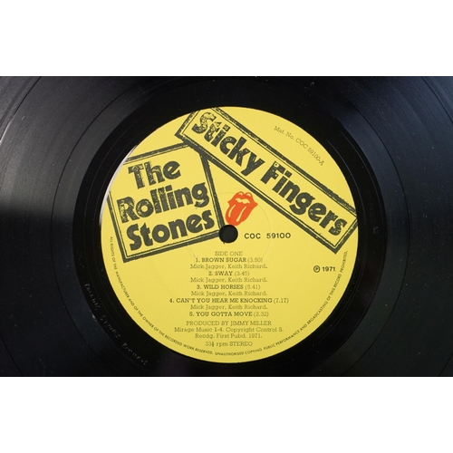 396 - Vinyl - 3 Rolling Stones LPs to include Sticky Fingers (with insert) sleeve Vg Vinyl Vg+ (A3/B3), Th... 