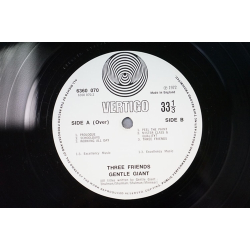 767 - Vinyl - Gentle Giant - Three Friends, UK pressing on Vertigo Records 6360 070.  Small Vertigo labels... 