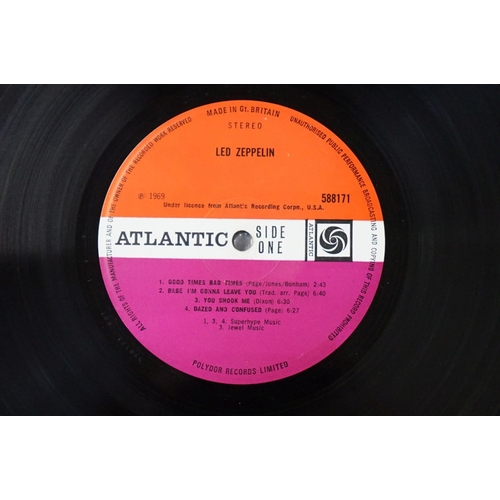 17 - Vinyl - Led Zeppelin I self titled, original UK 1st pressing on Atlantic Records 588 171, turquoise ... 