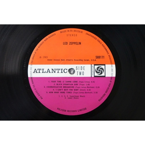 17 - Vinyl - Led Zeppelin I self titled, original UK 1st pressing on Atlantic Records 588 171, turquoise ... 