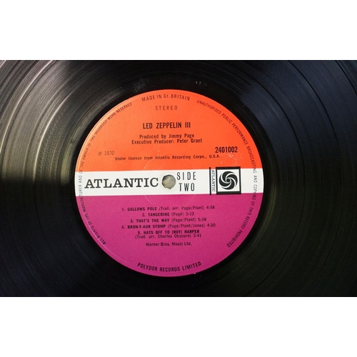 50 - Vinyl - 4 Led Zeppelin UK pressing albums to include Self Titled (UK 2nd pressing plum labels, Warne... 