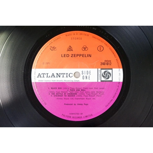 50 - Vinyl - 4 Led Zeppelin UK pressing albums to include Self Titled (UK 2nd pressing plum labels, Warne... 