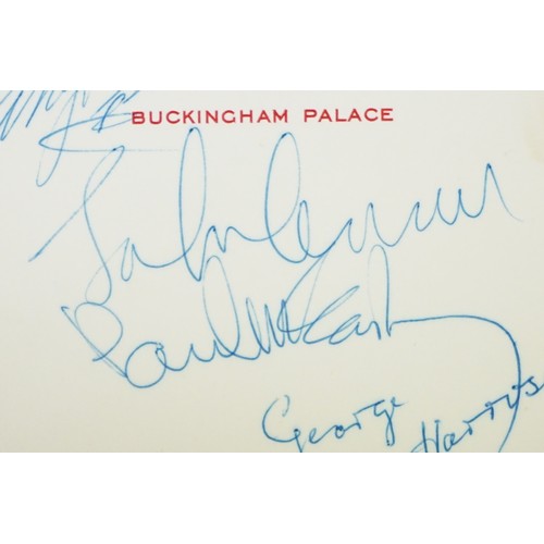 1115 - Memorabilia & Autographs - A full set of The Beatles autographs on Buckingham Palace official headed... 