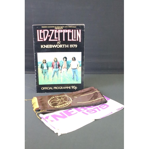 1119 - Memorabilia - Two original Led Zeppelin Knebworth 1979 concert scarves along with a programme for th... 