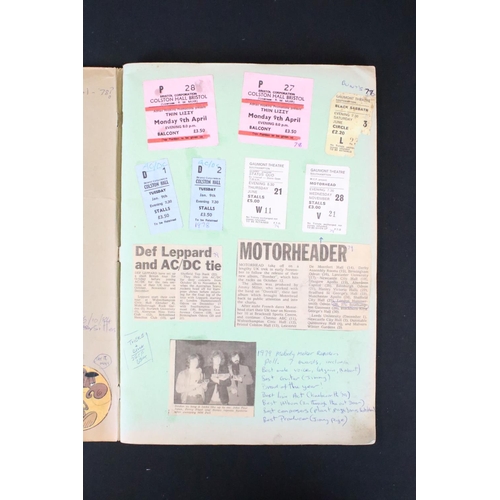 1125 - Memorabilia - Scrap book containing tickets and press cuttings (all stuck to pages). Tickets include... 