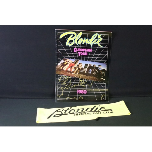 1130 - Memorabilia - Blondie 1980 European tour programme, along with an official fan club scarf.