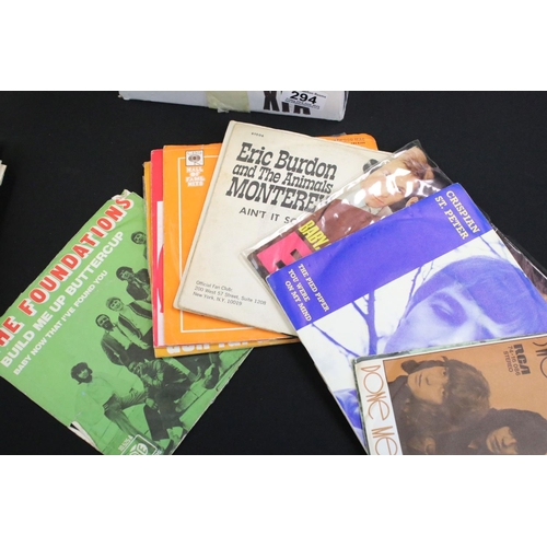 294 - Vinyl - Over 70 Rock / Psych / Beat / Mod Picture Sleeve 7” singles including many foreign pressings... 