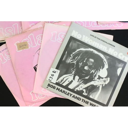 296 - Vinyl - 34 7” singles on Island Records, mainly Pink labels, or Pink Rim labels to include: Bob Marl... 