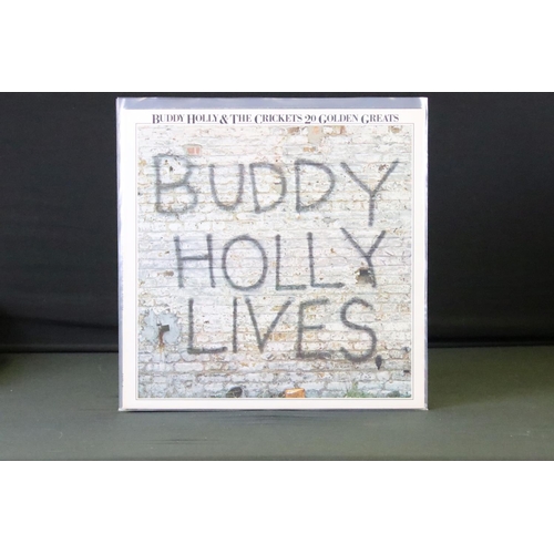 886 - Vinyl - 17 Buddy Holly LPs and one box set spanning his career.  Vg+ overall