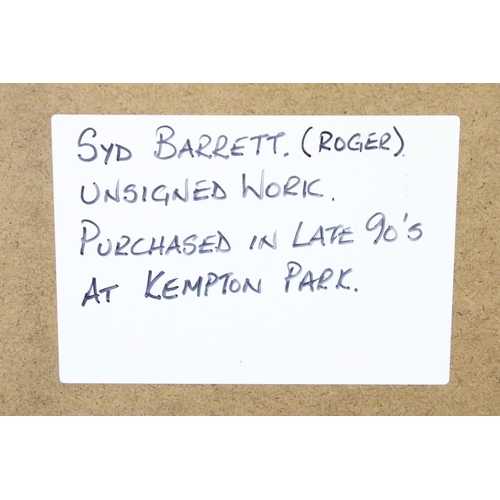 1095 - Memorabilia - Syd Barrett (?) unsigned artwork.  Vendor purchased at a record fair in the 90's and a... 