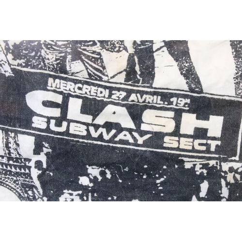 1081 - Memorabilia - A piece of vintage fabric with an advert for the The Clash gig supported by Subway Sec... 