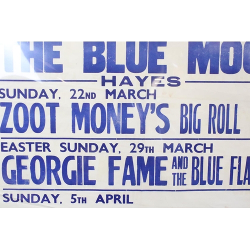 1084 - Music Poster - The Blue Moon gig listing UK Quad poster for gigs taking place 22nd March to 26th Apr... 